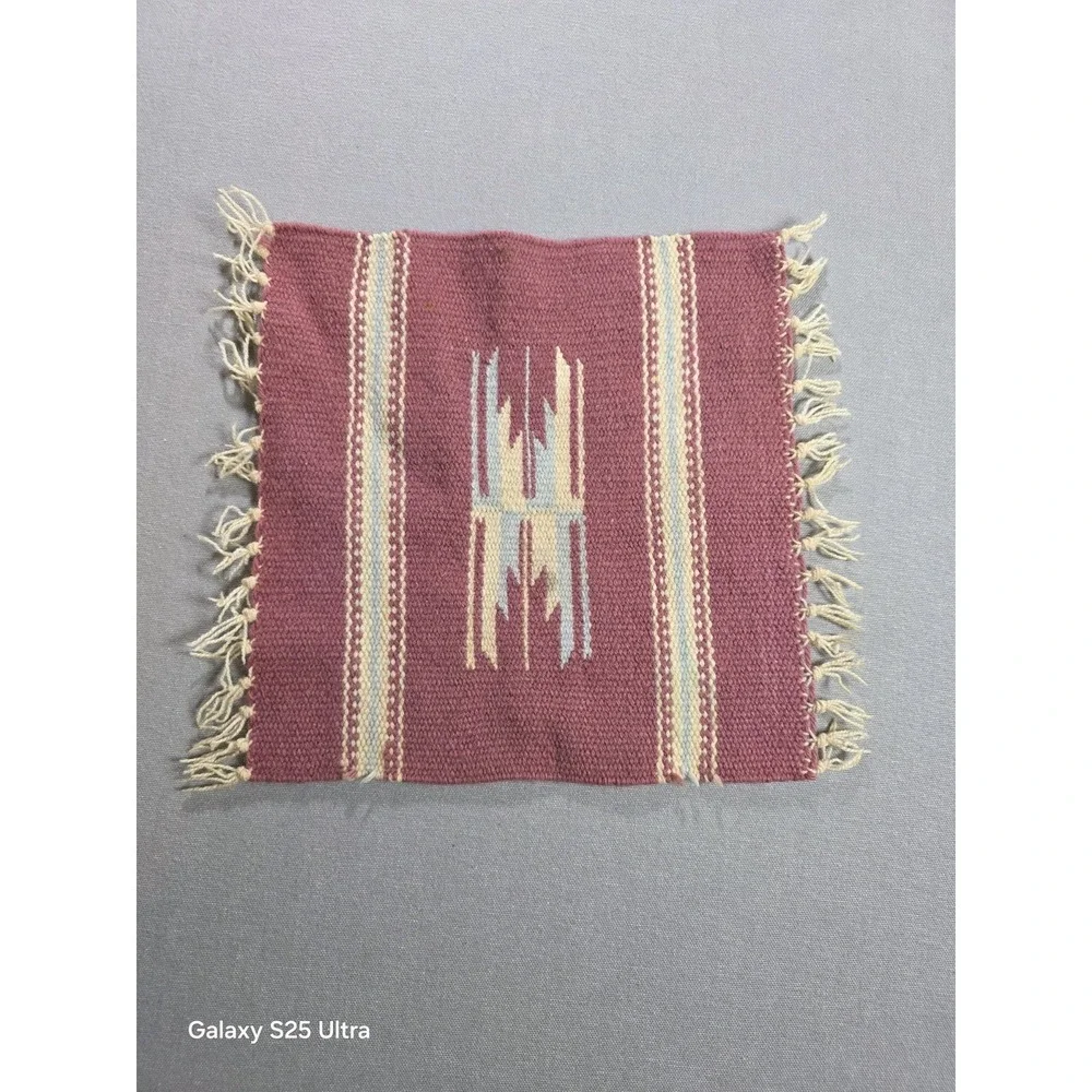 Vintage Chimayo Southwest Mat Runner 10x10 Aztec‎
